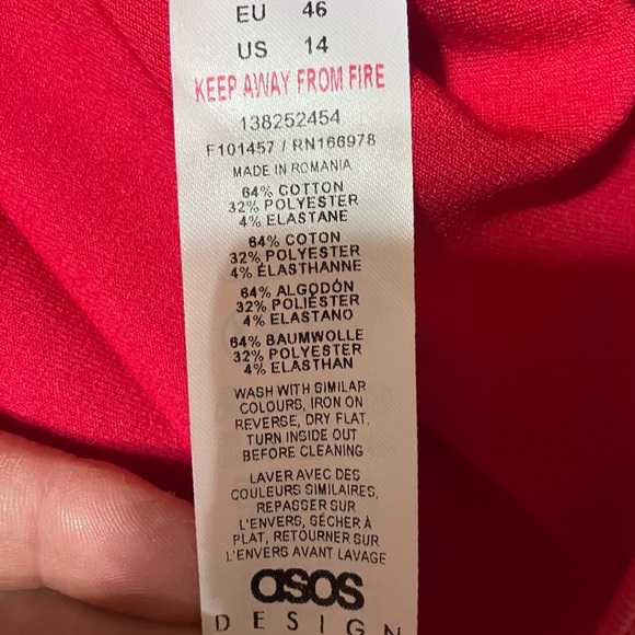 NWT! ASOS Scoop-neck Mini Dress with wrap pleat hem in Red - Picture 13 of 14